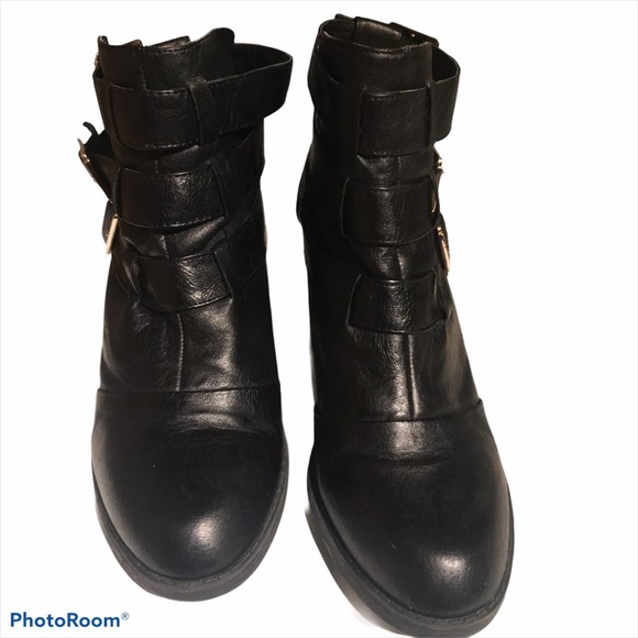 Steve Madden booties Repp black leather 3 buckles … - Picture 3 of 10